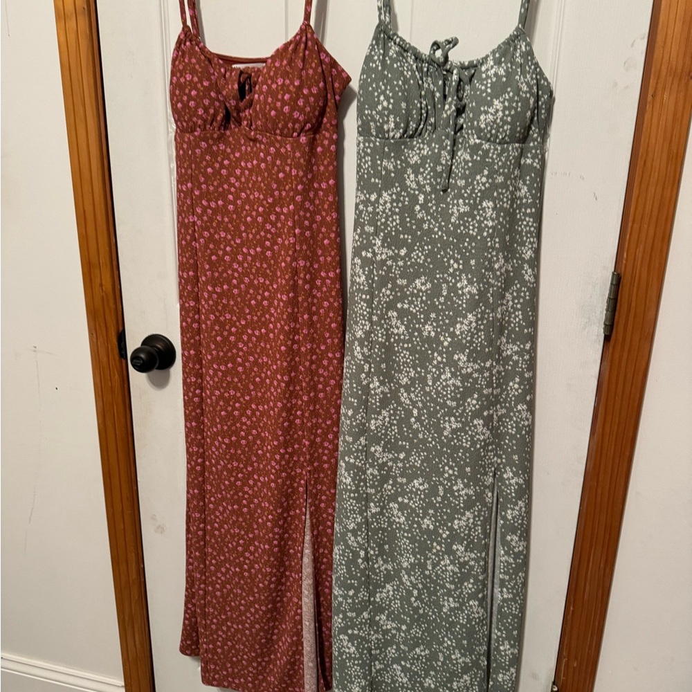 Floral Maxi Dresses in Red and Green